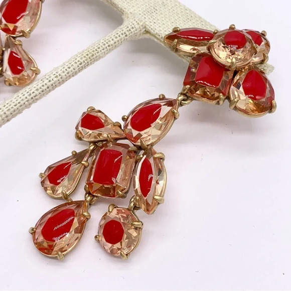 J. Crew Red and Gold Jeweled Earrings - Picture 3 of 4